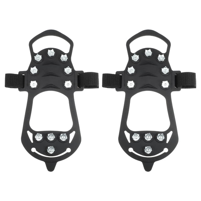 Par de crampones, zapatos con tacos para hielo, picos, empuñaduras de tracción para hielo, nieve, invierno, senderismo, escalada, pesca en hielo, negro, talla XL