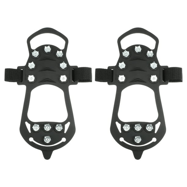 Par de crampones, zapatos con tacos para hielo, picos, empuñaduras de tracción para hielo, nieve, invierno, senderismo, escalada, pesca en hielo, negro, talla S