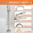 thumbnail image 6 of SUNRINX Brushed Nickel Freestanding Tub Faucets, Single Handle Free Freestanding Tub Faucet With Brass Two-Function Handshower, Max 6 GPM Floor Mount Tub Filler With 360° Rotating Spout, 6 of 14