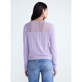 thumbnail image 3 of Scoop Women's Pointelle Knit Cardigan Sweater with Long Sleeves, Lightweight, Sizes XS-XXL, 3 of 5