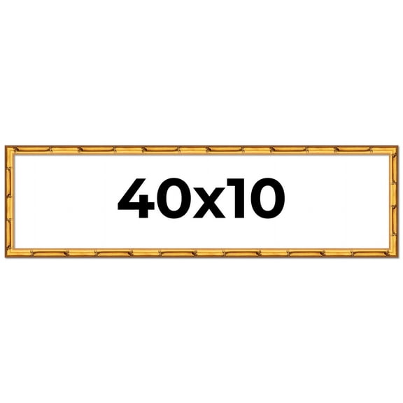 40x10 Frame Gold Bamboo Solid Wood Picture Frame | 1 Inch Moulding Width | Interior Frame Depth