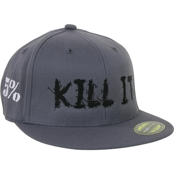 5% Nutrition Rich Piana Love It Kill It Gray Trucker Hat, Baseball Hat - Fitted Flexfit Flat Bill Cap for Men and Women, Embroidered White 5 Percent Logo