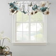thumbnail image 2 of Tie Up Valances for Windows, Teal Tulip Butterfly Adjustable Valance Curtains Window Treatment for Living Room, Beige Turquoise Floral Grey Wooden Rod Pocket Kitchen Curtains & Drapes 60x18 Inch, 2 of 9