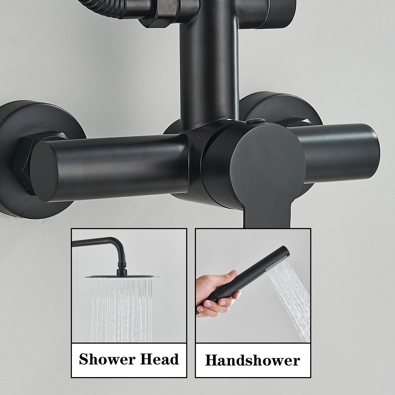 Black Shower Faucet Set Wall Shower System Fixture Stainless Steel Mixer Tap