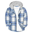 thumbnail image 3 of SonxaHe Big Girl Jackets Stylish Plaid Loose Hooded Long Sleeve Jacket Children Soft Comfy Outerwear Fall Jackets Blue,Sized 8-9, 3 of 4