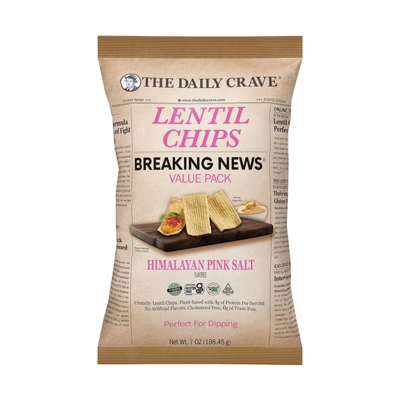 The Daily Crave Lentil Chips Value Pack 7 oz (Pack of 6)