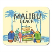 Board Vintage Surf Graphics Pacific Wave Summer Tropical Heat Beach California Mousepad Mouse Pad Mouse Mat 9x10 inch