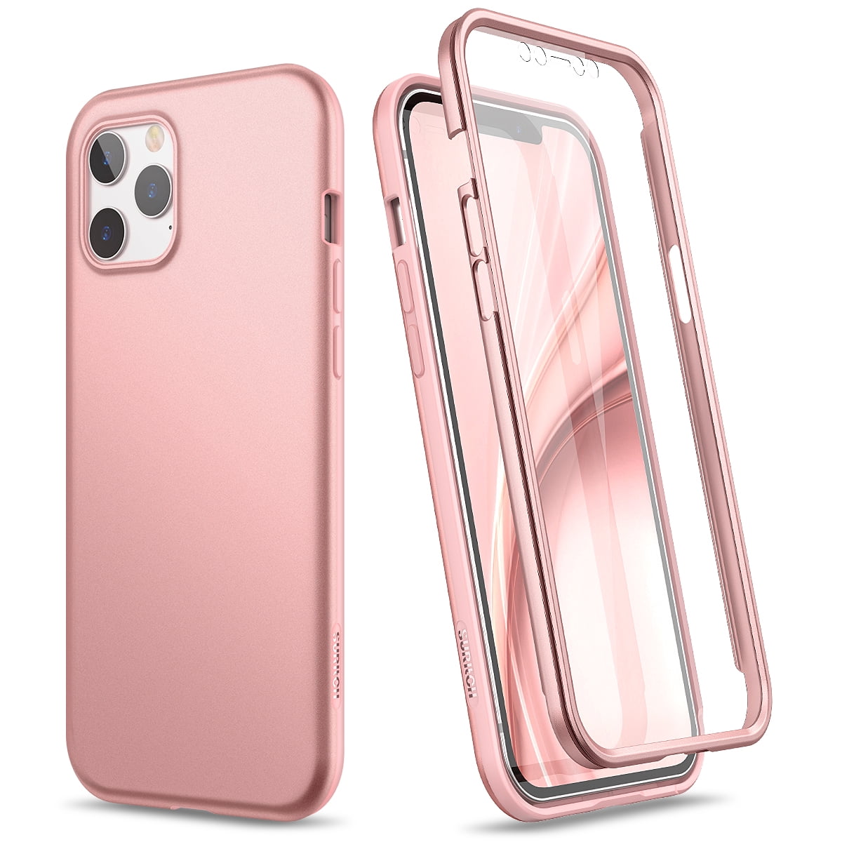 Suritch Slim Case For Iphone 12 Pro Max Built In Screen Protector Hard Plastic Protective Phone Cover With Matte Finish Coating Cases For Iphone 12 Pro Max 5g 6 7 Inch Rose Gold