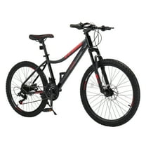 Ktaxon 24" Mountain Bike with Shimano 21 Speed, Disc Brakes, Black Red
