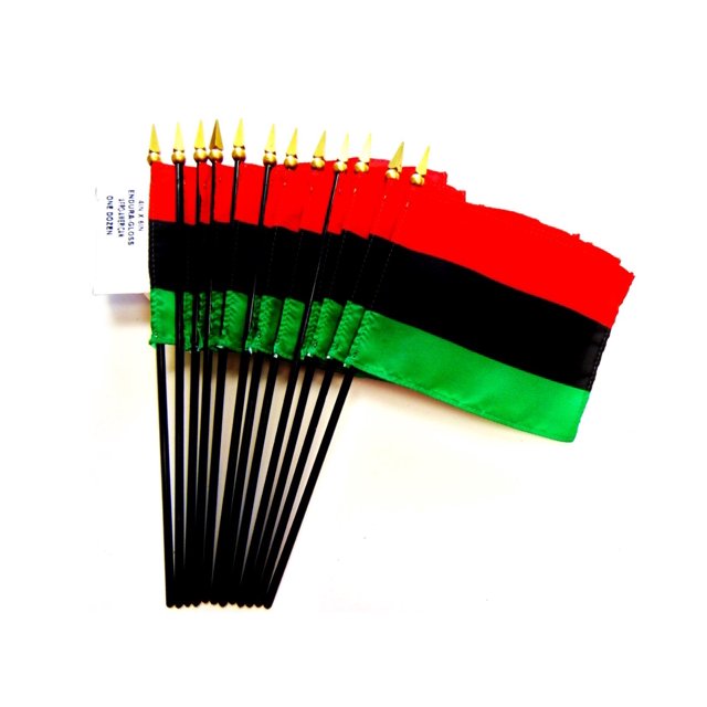 12 Afro American Desk Flags 4x6 Inch American Made Miniature Table Flags; 12 Small Mini Flags