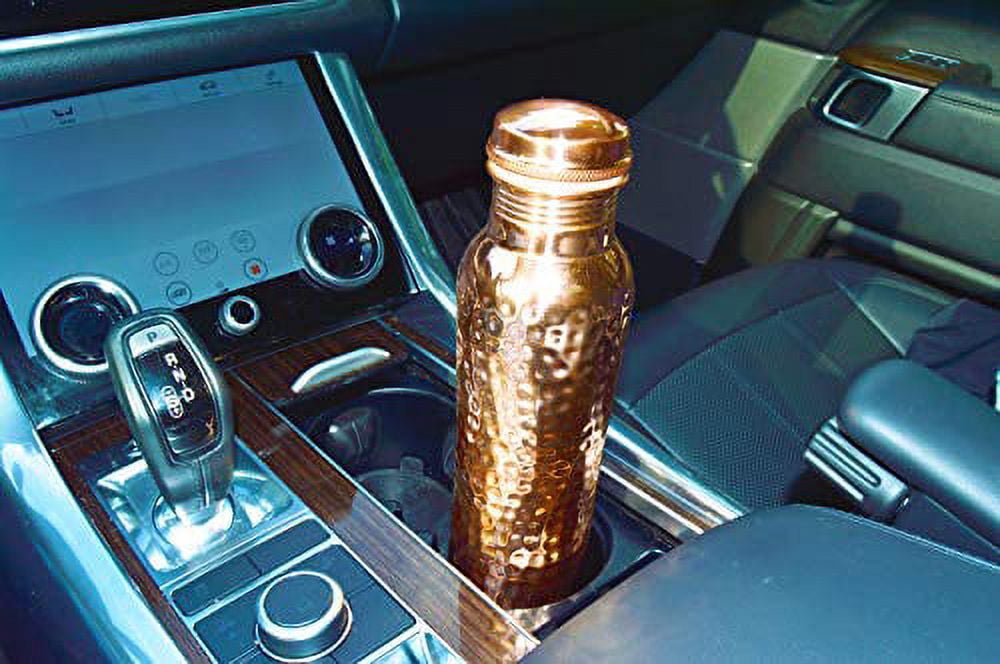 2 Pack 30 Ounce Pure Copper Drinking Vessel in Elegant Gift Box, Hammered Water Bottle with Screw-On Cap, Ayurvedic Benefits