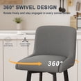 thumbnail image 3 of MultiHaven 26" Swivel Bar Stools Set of 3,Square Back&Metal Legs,Fabric Counter Height Chairs for Kitchen Island,Bar,Cafe-Mid Grey, 3 of 10