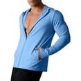 thumbnail image 4 of LEKWK Sun Shirts for Men Long Sleeve Hooded Zip Up Fishing Jacket Lightweight Quick Dry Athletic Tops Thumb Hole Slim Fit Gym Running Wear Light Blue XXL, 4 of 6