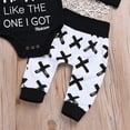 thumbnail image 5 of Sunisery 3Pcs Newborn Baby Boy Cotton Top Romper Pants Leggings Hat Outfits Clothes Black 3-6 Months, 5 of 6