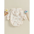 thumbnail image 3 of Infant Baby Fall Hood Jumpsuit Big Dot Print Long Sleeve Waffle Romper, 3 of 7