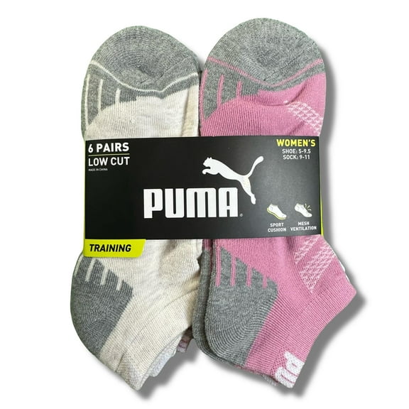 PUMA SOCKS WOMEN'S - LOW CUT 253 - ASHY CREAM PINK - SHOE SZ 5-9.5 - PACK 6