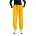 thumbnail image 2 of Wuxian Unisex Boys Girls Pants Elastic Waist Wide Leg Ankle-Tied Jogger Fuzzy Thick Lined Winter Warm Sweatpants With Pockets Toddler Casual Solid Trousers,Yellow,5-6 Years, 2 of 8