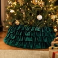 thumbnail image 6 of 4 Tier Ruffled Christmas Tree Skirt Layered Pleated Polyester Tree Base Cover Burgundy Green Xmas Tree Collar For Home Decor Green Festive Winter Event Cozy Warm Holiday Party, 6 of 8