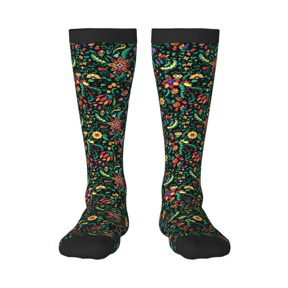 Hirioo Mexican Flower 1 for Adult Stockings Breathable Sock Non-Pilling,Contrasting Color Design