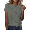 thumbnail image 2 of Hauts d'Été pour Femmes DYTTDG T-shirt à Fleurs Mode pour Femmes Grande Taille Col Rond Manches Courtes Décontracté Ample Tee Haut Hauts pour Femmes Liquidation Moins de 10 Multicolore,m, 2 of 5