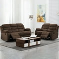 thumbnail image 2 of Dark Brown Manual Recliner Sofa Set for Adults, Adjustable Reclining Living Room Couch with Storage Pockets, Dark Grey Home Theater Furniture Loveseat and 3 seater sofa, 2 of 7