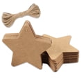 thumbnail image 1 of Laklulu 100 etiquetas de regalo en forma de estrella con papel kraft, etiqueta de regalo marrón de 6 cm, etiqueta colgante de papel kraft, equipada con una cuerda de yute de 20 m de largo, adecuada, 1 of 7