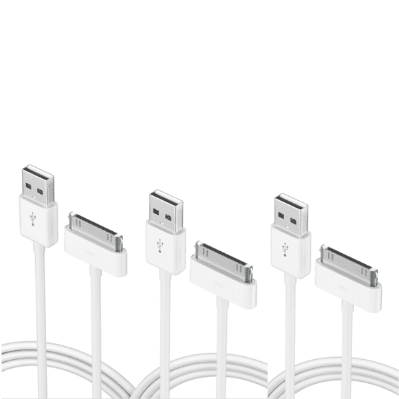 PEACNNG 6FT 30 Pin Charger Cable Compatible with iPhone 4 4s 3G 3GS iPad 1st 2nd 3rd Generation iPod Touch iPod Nano iPod Classic USB Sync & Charging Cord (3-Pack)
