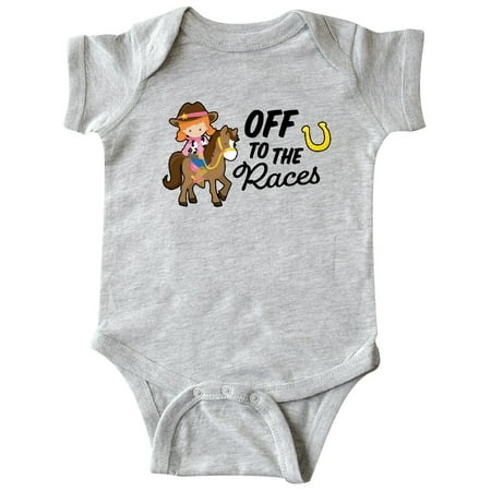 

Inktastic Off To The Races with Cowgirl on Horse Gift Baby Girl Bodysuit