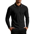 thumbnail image 2 of Josdec Men's Color Block Long Sleeve Top, Turndown Collar Contrast Piping Casual Base Shirt for Daily Layering S‑XXL, 2 of 8