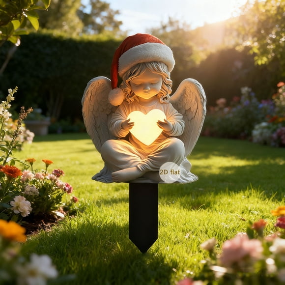 Estaca Navideña de Acrílico 2D con Iluminación Led y Corazón para Jardín, Patio y Fiestas.