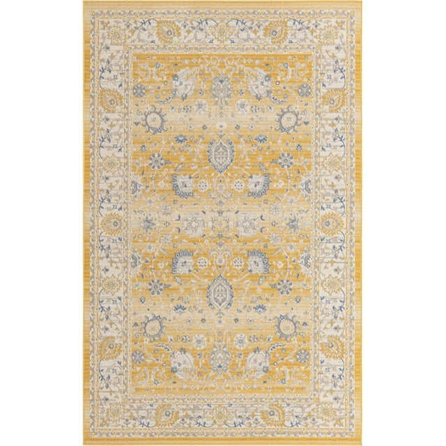 Unique Loom Whitney Vintage Border Rug 5' x 8' Rectangle Tuscan Yellow/Ivory