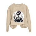 thumbnail image 6 of VKOYWKM Sweatshirts for Women Trendy Halloween Funny Print Pullover Long Sleeve Crew Neck Oversized Sweatshirts Fall Sweatshirt, 6 of 7