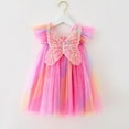 thumbnail image 2 of Trolimons Toddler Girls' Casual Dresses Fly Sleeve Butterfly With Wing Tie Dye Rainbow Tulle Holiday Party Dance Party Clothes Size 18-24 Months Hot Pink, 2 of 4