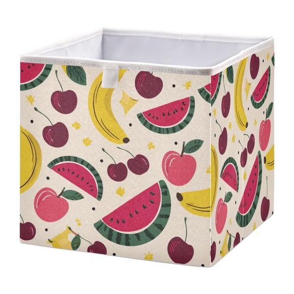 Foldable Fabric Storage Bin Home Cubes Clothing Organizer Bins Large Collapsible Box Basket for Home Organizer Watermelon and Cherries