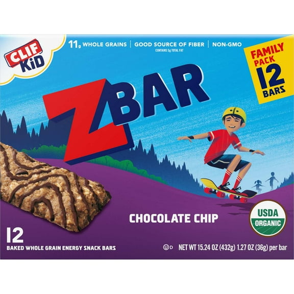 Clif Kid ZBar Energy Snack Bars - Chocolate Chip - 12 ct