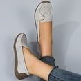 thumbnail image 5 of Loafers for Women Classic Leather Square Toe Casual Slip On Flat Dress Shoes Comfortable Hollow Out Soft Sole Walking Shoes Gray Size 6.5, 5 of 8