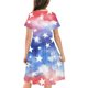 thumbnail image 4 of Odeerbi Niñas Día de La Independencia Vestido de Línea A Verano Patriótico Cuello Redondo Manga Corta Vestido Casual, 4 of 9