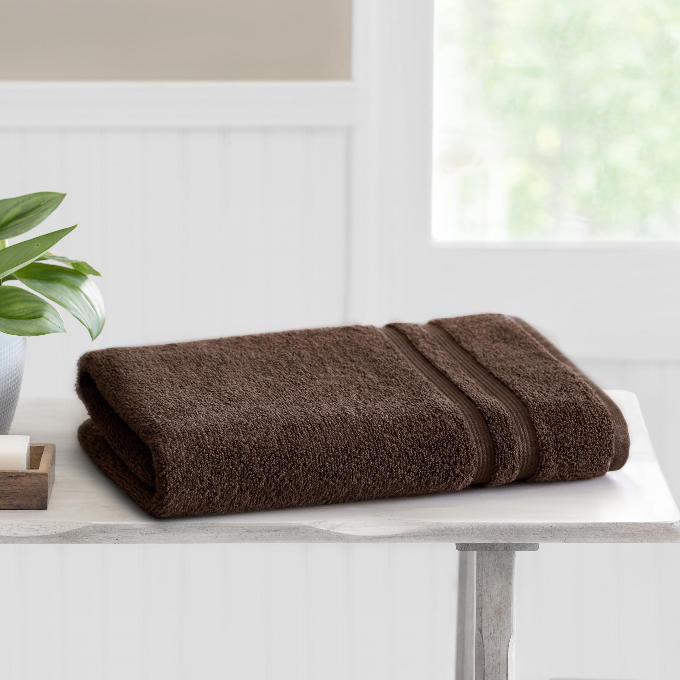 Mainstays Performance Cotton Bath Sheet, Oversized Super Soft Quick Dry Fade Resistant, Solid Brown