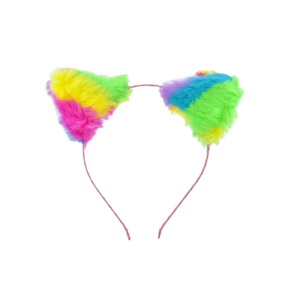 Lux Accessories Cute Playful Pink Fashion Headband Multicolored Fluffy ...
