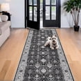 thumbnail image 2 of 4x10 Washable Hallway Runner Rug: Oriental 10ft Extra Wide Ultra Soft Runners For Living Room Bedroom Stain Resistant Low Pile Carpet Entryway Ktichen Thin Non Slip Bathroom Floor Mat(black 4x10), 2 of 8