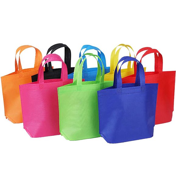 Shindel 24 Pack 13" Tote Gift Bags One Side Blank Non-woven Bags Colored Treat Bags, Easter Tote Bags for Kids, Easter Hunt Bags Bulk