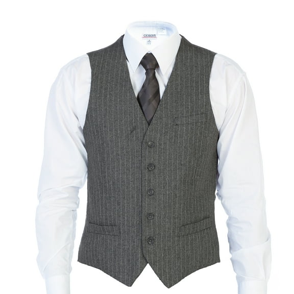 Gioberti Men's 5 Button Formal Wool Blend Tweed Pin Stripe Vest