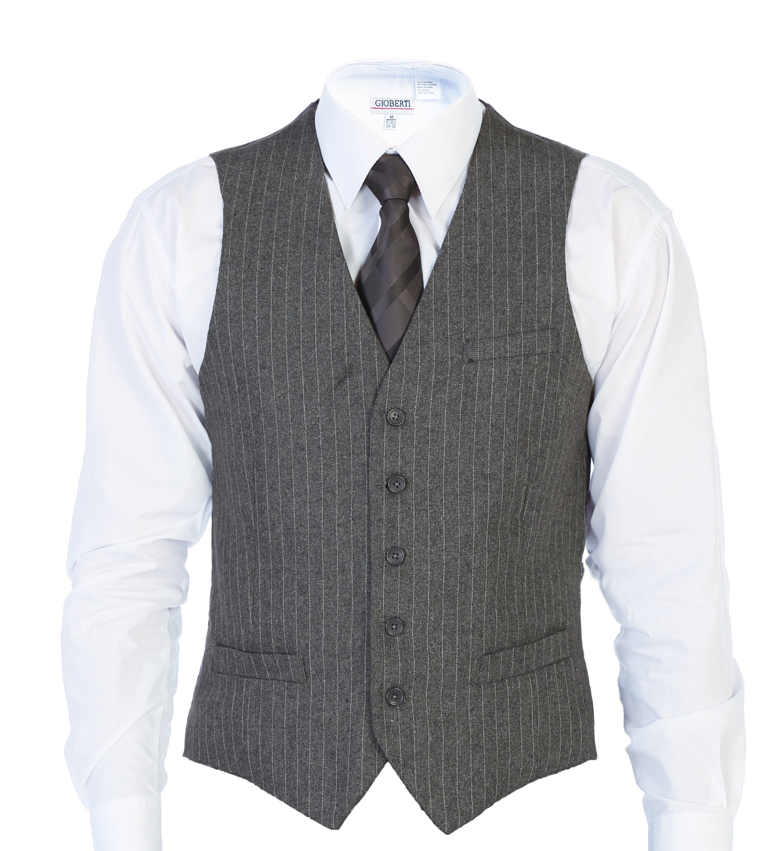 Gioberti Men's 5 Button Slim Fit Formal Herringbone Tweed Suit Vest 