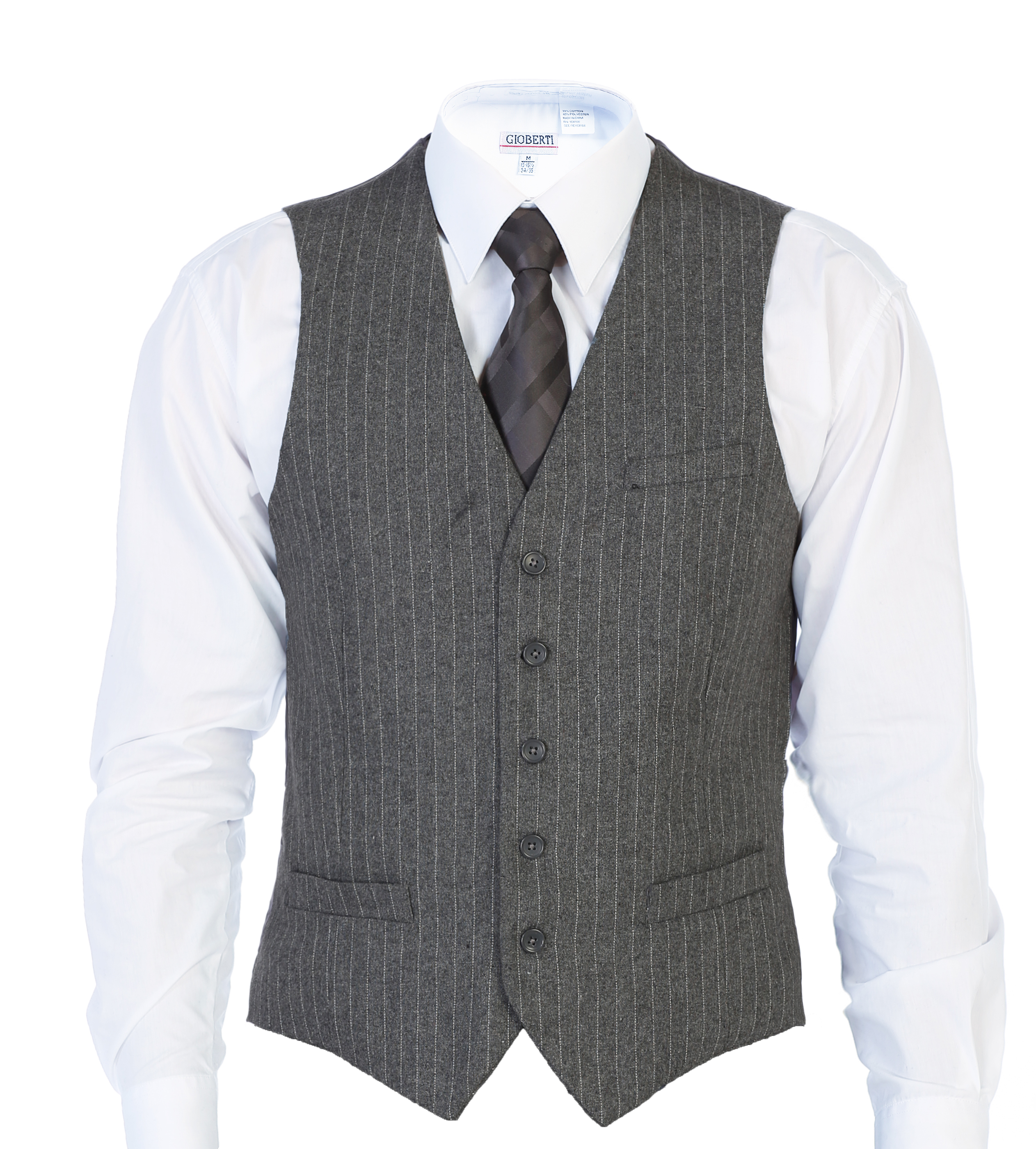 Gioberti Men's 5 Button Slim Fit Formal Herringbone Tweed Suit Vest Gioberti Men's 5 Button Slim Fit Formal Herringbone Tweed Suit Vest