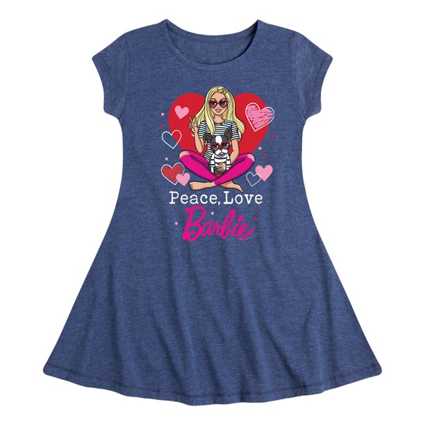 Peace Love Barbie - Toddler And Youth Girls Fit And Flare Dress