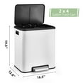 thumbnail image 6 of Soonbuy Rectangular Hands-Free Kitchen Trash Can,2 Compartments, Stainless Steel 2 x 15L,White, 6 of 8