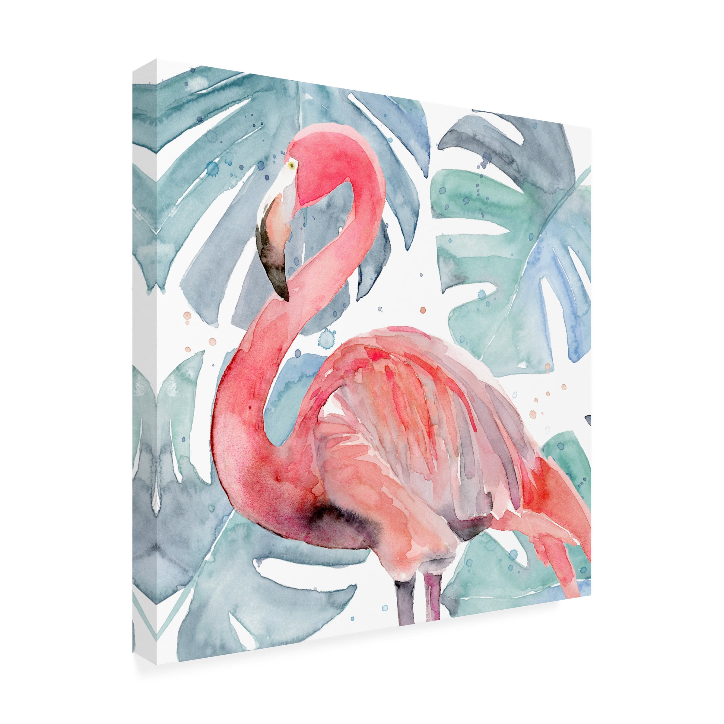 Annie Warren 'Flamingo Splash II' Canvas Art