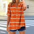 thumbnail image 5 of Cmfcve Women's Summer T-Shirt Striped Button Gauze Shirts Short Sleeve V-Neck Tee Tops, 5 of 5