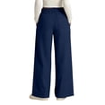 thumbnail image 6 of Women's Wide Leg Pants High Waisted Beach Palazzo Pants Soft Drawstring Trousers with Pockets Blue 2XL, 6 of 7