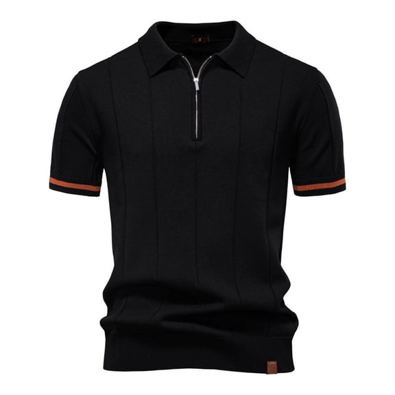 Mens Polo Shirts Solid Color Business Workl Lapel Knit Short Sleeve Summer Casual Slim Dress Shirts for Men
